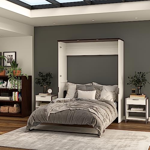 Bestar Lumina 68W Queen Murphy Bed in White Chocolate, Sleeping Arrangement for Multipurpose Room Bestar
