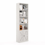 MXV 6 Tier 71" Tall Wooden Bookshelf&Bookcase with Doors, Storage Shelves Organizer, Floor Standing Modern Display Cabinet Shelves, Home Decor Furniture for Home Office, Living Room, Bedroom, White MXV