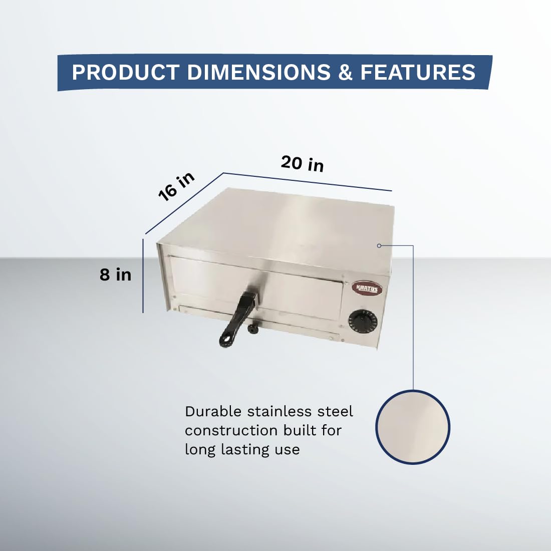 Kratos Commercial Countertop Pizza Oven, Stainless Steel Electric Pizza/Snack Oven with Timer, Fits 12" Pizzas, 120V, 1450 Watts, For Commercial and Home Use Kratos