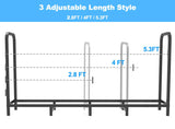 Tikimilor 5.3ft Firewood Rack Holder, Adjustable Heavy Duty Fire Log Stacker Stand for Fireplace, Outdoor Indoor Metal Wood Pile Storage Organizer, Patio Logs Stand tool, Black Tikimilor
