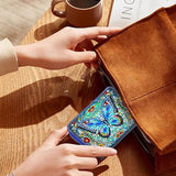 Credit Card Holder, DIY Diamond Art Painting Zipper Credit Cards Wallet for Women Accordion Card Cases Holder KeyChain Wallet-Blue Butterfly WoodArtSupply