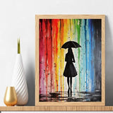 Diamond Painting Kits, Woman with Umbrella and Rainbow DIY Paint by Numbers for Adults Beginners, Full Drill Diamond Dots Paintings Rainbow Picture Arts for Home Wall Art Decor 12x16 inch UIBDVKS