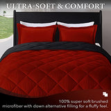 downluxe Twin Comforter Set - Red and Black Twin Comforter, Soft Bedding Sets for All Seasons - 2 Pieces - 1 Comforter (66"x92") and 1 Pillow Sham(20"x26") downluxe