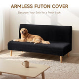 Armless Futon Cover Teddy Wool Futon Slipcover Soft Stretch Couch Covers with No Arm Sofa Bed Cover Thick Warm faux fur Sofa Covers for Winter Teddy Fleece Couch Slipcovers for Living Room (Black) XIAROGEE