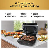 Ninja Indoor Grill, Foodi Smart XL 6-in-1 Indoor Grill with Air Fry, Roast, Bake, Broil & Dehydrate, Smart Thermometer, Black/Silver, FG551 Ninja
