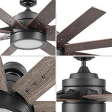 Honeywell Ceiling Fans Xerxes Modern 62 Inch Ceiling Fan with Light, LED Fan with Remote Control, Indoor Fan, 8 Contemporary Blades with Dark Wood and Pine Finish Options, Bronze (51926-01) Honeywell