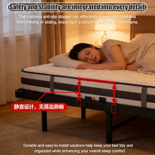 OLALITA Floating Full Size Platform Bed Frame with LED Lights & USB Charging Station Sturdy Metal Frame with Hidden Legs, No Box Spring Needed, Effortless Assembly(Black, Full) OLALITA
