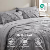 Bedsure King Size Comforter Set - Bedding Sets King 7 Pieces, Pintuck Bed in a Bag Grey Bed Set with Comforter, Sheets, Pillowcases & Shams Bedsure