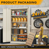 Greenvelly Metal Garage Storage Cabinet with Doors and Shelves,72" Steel Locking Garage Storage Cabinet,Metal Office Storage Cabinet for Home,School,Garage(Grey) Greenvelly