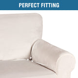H.VERSAILTEX Stretch Velvet Loveseat Covers for 2 Cushion Couch Covers for Living Room Sofa Covers Slipcovers with Non Slip Straps Bottom, Ultra Thick Comfy Velour (Width 58"-72", Ivory) H.VERSAILTEX