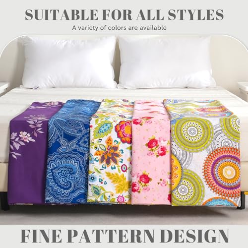 Bedlifes Queen Sheet Set Ultra Soft Breathable Silky Flower Bed Sheets Deep Pocket 100% Microfiber Bedding Sheets 4 Piece Queen Size Floral Spring Bedlifes