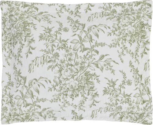 Laura Ashley - Twin Quilt Set, Reversible Cotton Bedding with Matching Sham, Lightweight Home Decor for All Seasons (Bedford Green/Off-White, Twin) Laura Ashley