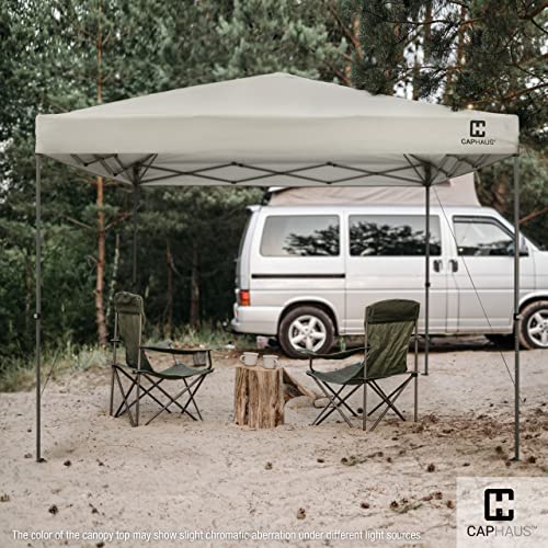 CAPHAUS 12ft x 12ft Patented One-Push Pop Up Outdoor Canopy Tent, Heavy-Duty Commercial Grade w/Central Lock, Portable and Instant Folding Shelter with Wheeled Carry Bag and Weight Bag, White CAPHAUS