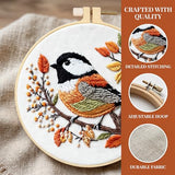 Huacan Embroidery Kit for Beginners Adults Includes Stamped Bird Pattern, Hoop, Color Threads,Tools,Easy to Follow Instruction