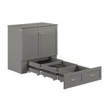 AFI, Hamilton Twin XL Murphy Bed Chest with 6" Mattress, Storage Drawer, and Built-in USB Charger, Grey AFI