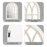 Runglecho Farmhouse Window Pane Mirror, Large Decorative White Wall Mirror for Living Room Kitchen Entryway, 24 L x 34 (White Frame with Brown) Runglecho