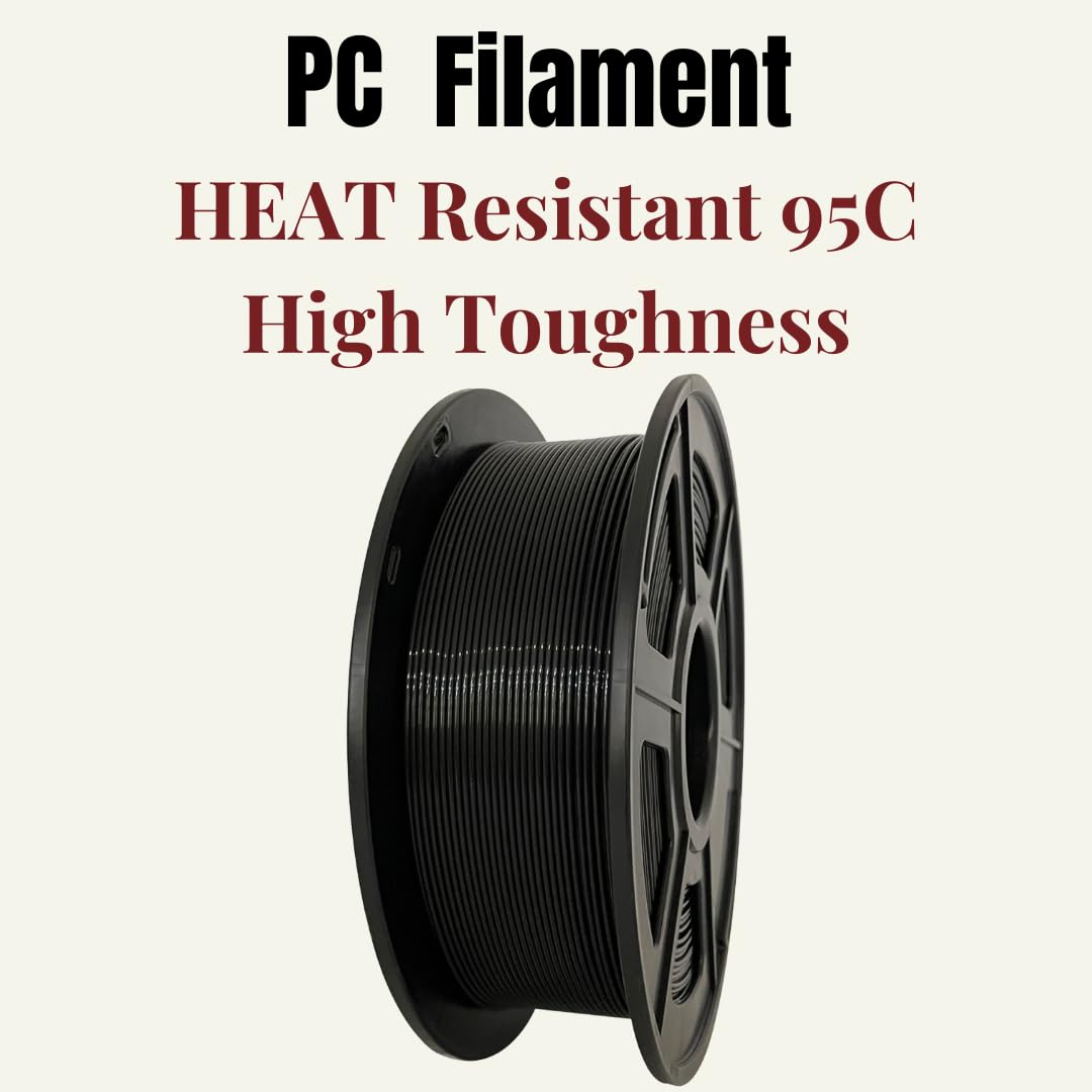 2KG PC Filament Bundle 1.75mm, Polycarbonate Filament,Tough and Heat Resistant 95C, PC Black 2 Spools*1kg(2.2lbs) WELLSHOW