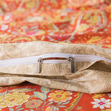 FADFAY Paisley Duvet Cover Set Queen Bohemian Damask Paisley Bedding Luxurious Orange Boho Paisley Comforter Cover Set 100% Cotton Ultra Soft Quilt Cover with Hidden Zipper Closure 3Pcs, Queen Size FADFAY