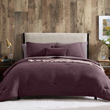 Geniospin Purple Queen Comforter Set - 7 Pieces Egglant Comforter Queen Size, Solid Bedding Set for All Season, Textured Bed in a Bag with Sheets Geniospin