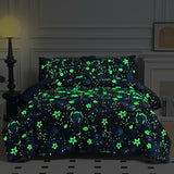 Aqzuxira Glow in The Dark Kids Comforter Set, 5 Pieces Blue Space Bedding Set Twin Size for Boys Girls Teen, 1 Comforter, 1 Pillowcase, 1 Pillow Sham, 1 Flat Sheet, 1 Fitted Sheet Aqzuxira