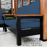 Backyard Discovery Tuscany Cabana Pergola with Bamboo Privacy Panels and Conversation Seating in Indigo Backyard Discovery