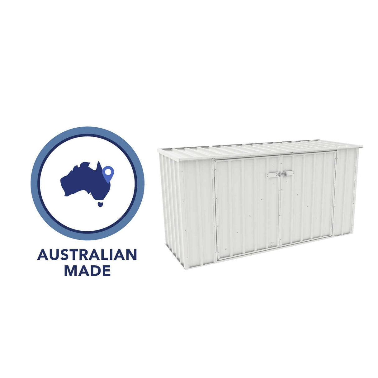 Absco Utility 7.5 Ft. x 2.5 Ft. Garbage Can Metal Storage Shed DIY Galvanized Steel Sheds for Garbage Can, Trash Bin, and Junk Storage Tools, Firewood, Gardening Equipment (Surfmist White) ABSCO