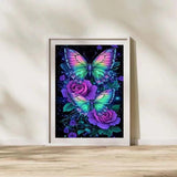 ZHUDENGXJL Butterfly Diamond Painting Kits for Adults,5D Diamond Art for Beginners, DIY Purple Rose Diamond Painting Crafts Arts Kit for Adults, Home Wall Decor 12 X 16 Inch ZHUDENGXJL