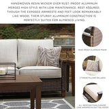 Signature Design by Ashley Paradise Trail Outdoor Loveseat with All Weather Cushions, Medium Brown Signature Design by Ashley