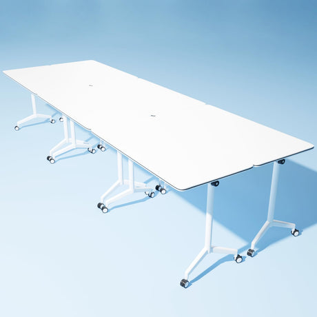 SOIUDNEB 12FT Conference Table, Folding Conference Table Conference Room Tables, Business Style Large Office Meeting Table for Office Conference Room (12ft x 4ft) SOIUDNEB