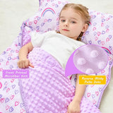 Lasoftan Toddler Nap Mat with Pillow and Blanket, Extra Large Rolled Napping Mats,Toddler Nap mats for Boys Girls, Kids Sleeping Mat for Daycare, Preschool Travel Camping, Rainbow lasoftan