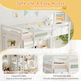 Giantex Twin Loft Bed with Desk & Hutch, Wooden Loft Bed w/LED Light & Charging Station, Safety Guardrails & Ladder, Twin Bed Frame w/Storage Shelves for Dorm, Apartment, No Box Spring Needed, White Giantex