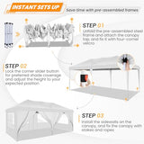 COBIZI 10x20 Pop Up Canopy Tent with 6 Sidewalls for Parties, Waterproof Camping, Ez Up Party Tent, Outdoor Portable Gazebo for Backyard, Commercial Event, White COBIZI