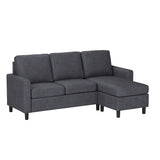 Shintenchi 79 Inch Convertible Sectional Sofa Couch, Modern Linen Fabric L-Shaped , 3-Seat Sofa Sectional with Reversible Chaise for Living Room, Apartment and Small Space (Dark Grey) Shintenchi