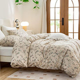 Jane yre Duvet Cover Queen Floral, Brushed Microfiber 3 Pieces Bedding Set, Garden Style Vintage Floral Queen Duvet Cover Flower, with Zipper Closure, Luxury Soft Breathable Comfy Jane yre