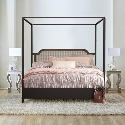 Hillsdale Melanie Wood and Metal King Canopy Bed with Low Footboard, Oiled Bronze Hillsdale