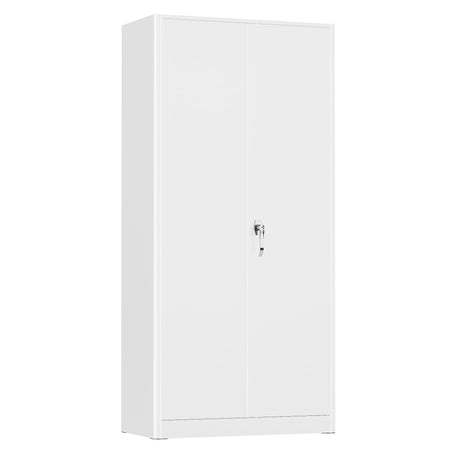 Crownland 72” Metal Storage Cabinet, Lockable Garage Storage Cabinets, High Office Storage Cabinet with Adjustable Shelves for Garage, Home Office, Classroom, Pantry, File(White-Narrow Size) Crownland