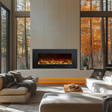 Oxhark Flame 42 inch Recessed and Wall Mounted Realistic Electric Fireplace with Multicolor Flame, 750/1500W Thermostat & Timer, Touch Screen & Remote Control, Black Oxhark Flame