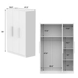 Hitow Large Wardrobe Armoire Closet with 3 Doors, Freestanding Wardrobe Cabinet for Hanging Clothes, Bedroom Armoire Dresser Wardrobe Clothes Organizer, 3-Door White (47.2" W x 18.9" D x 70" H) Hitow
