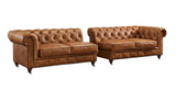 Crafters and Weavers Century Chesterfield Sofa - Light Brown Leather - 118" Crafters and Weavers