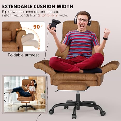 ELABEST C39 Cross Legged Office Chair with Footrest & Convertible Armrests-Pet-Friendly Criss Cross Home Desk Chair, Ergonomic Big and Tall Executive Chair with Lumbar Pillow ELABEST
