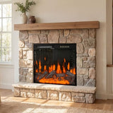 Lovinouse Smart Electric Fireplace, Small Black Electric Fireplace with 12 Color Adjustable Flames, 5-Level Brightness, 3-Level Heating, 8 H Timer, Remote Control, Touch Screen and Log & Crystal,1500w Lovinouse
