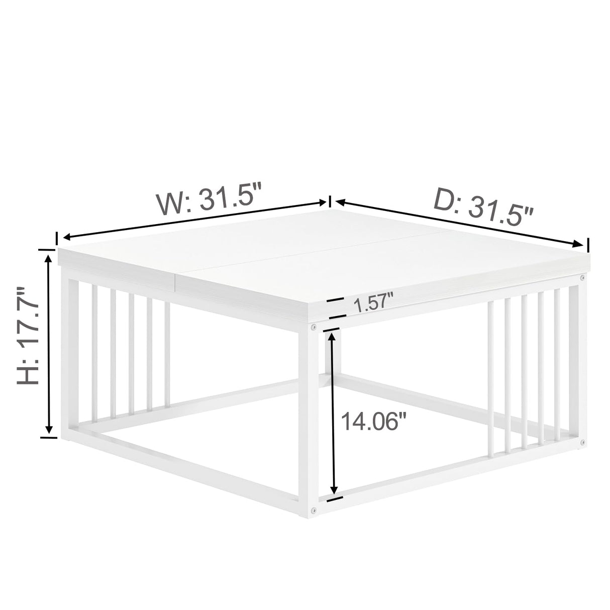 FOLUBAN White Coffee Table, Modern Rustic Wood and Metal Center Table, Industrial Simple Cocktail Tea Table for Living Room, 31.5 Inch FOLUBAN