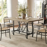 LITTLE TREE 63-Inch Industrial Bar Table with Metal Footrest, Counter Height Pub Table for Kitchen, Home Bar & Entertaining (Rustic Gray) LITTLE TREE