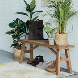 Sawmill Long Wood Bench, 43" Farmhouse Entryway Bench for Living Dining Room, Rustic Entry Way Benches Seat, Solid Wood, Handcraft Finshed, Natural Wnutrees