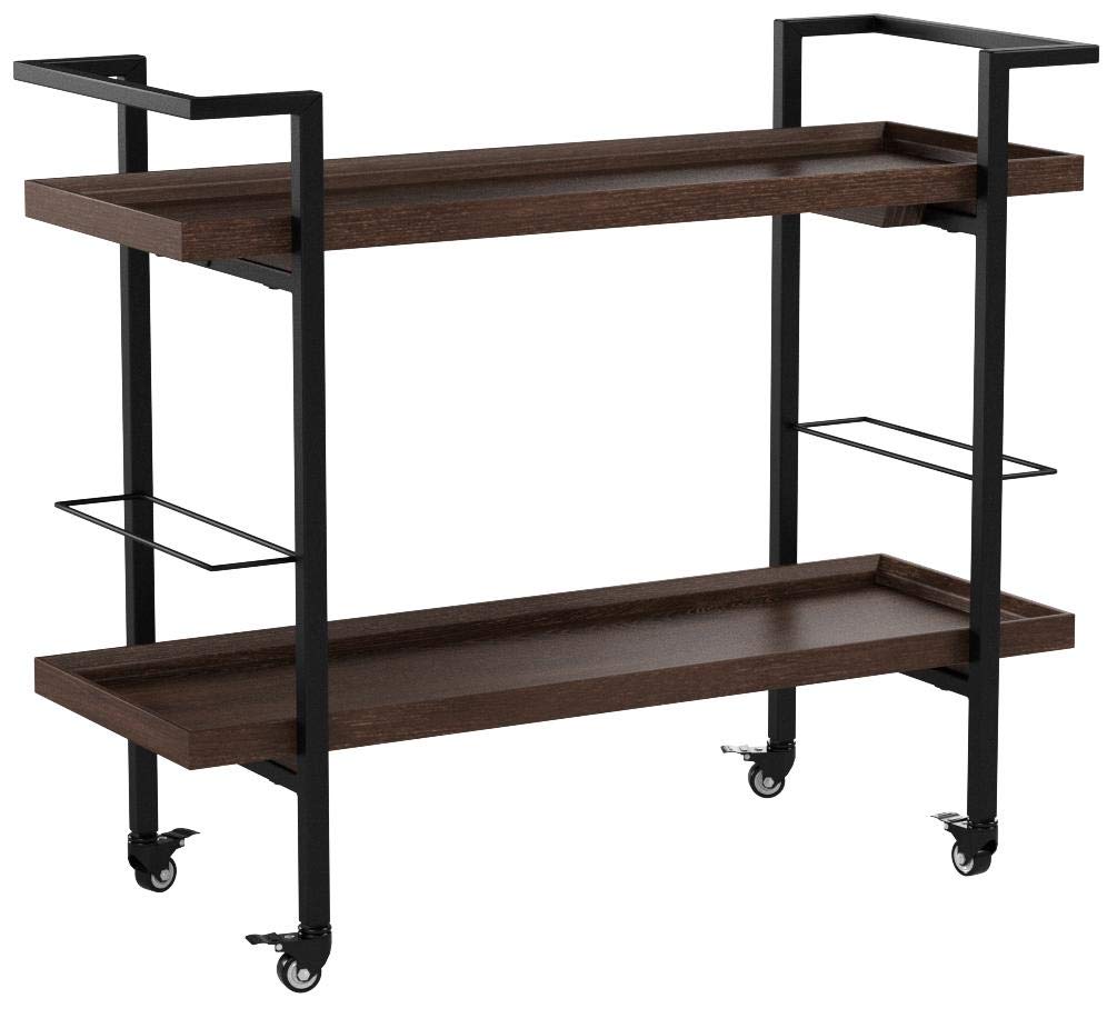 Christopher Knight Home Gerard Industrial Wooden Bar Cart, Dark Walnut Finish / Black Christopher Knight Home