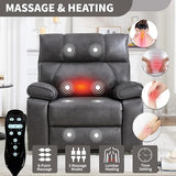 Trygoal Dual Motor Power Lift Recliner Chair, 8 Positions Vibration Massage Recliner Chair, Leather Recliner with Cup Holder, Vibration Massage and Lumbar Heating for Adults and Elderly, Grey Trygoal