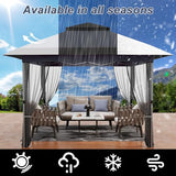 GarveeLife 12 ft x12 ft Softtop Gazebo, Outdoor Pop Up Gazebo with Mosquito Netting, Party Tent & Shelter with Double Roofs for Gardens, Patios, Lawns GarveeLife
