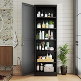 risuoge Metal Locker Cabinet, 19.7’’W Narrow Lockable Single Bathroom Storage Cabinet, File Cabinet with Lock and Adjustable Shelves for Living Room, Home Office, Kitchen, Black risuoge