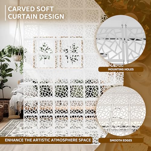 24 Pcs PVC Hanging Room Divider,Flower Carving Pattern Panels,Decorative Wall Screen Panel, Room Divider Partitions Panel Screen for Decorating Bedroom Dining Kitchen Office Studio 29 * 29cm PICKUTS