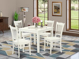 East West Furniture OXGR5-LWH-W 5 Piece Dining Room Furniture Set Includes a Square Kitchen Table and 4 Dining Chairs, 36x36 Inch, Linen White East West Furniture